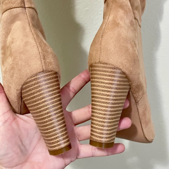 Faux suede slouch boots NWOT size 6.5 women’s tan heels classic fall casual - Picture 8 of 10